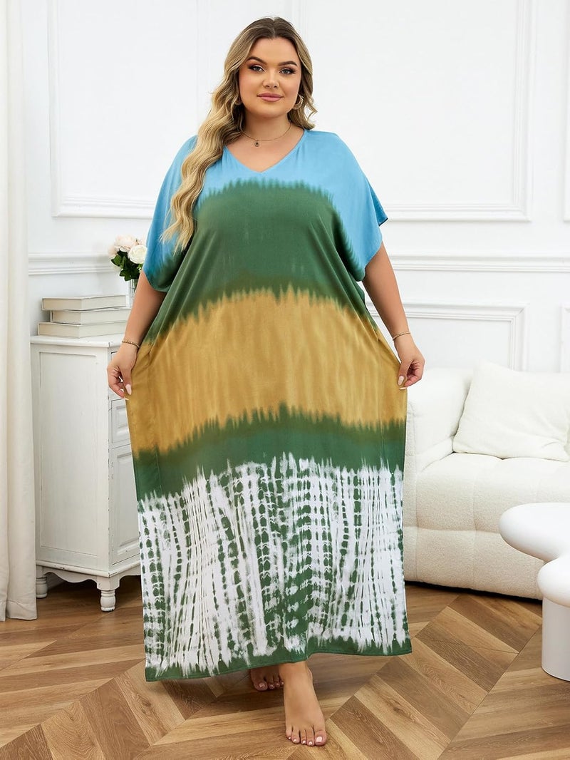 IMAGEKOPE Kaftan Dresses for Women Plus Size Bathing Suit Cover up Caftan Maxi Beach Dresses - Image 4